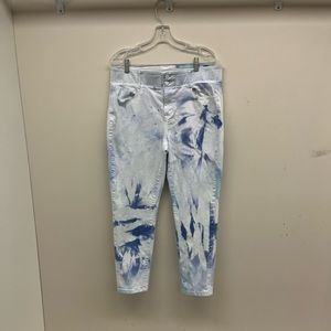 Apt 9 white and blue OOAK tie dyed upcycled jeans